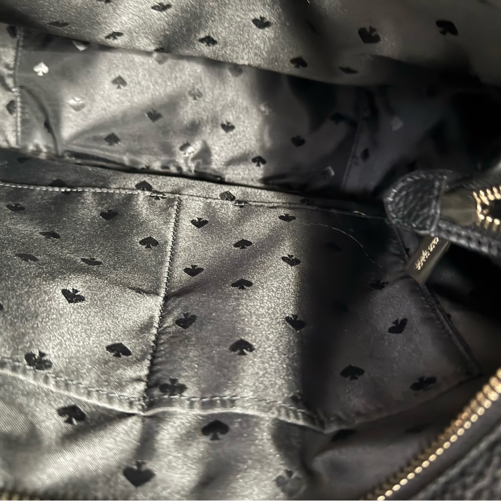 LIKE NEW. Kate Spade - Black Leather Shoulder Bag with Gold Logo - Picture 5 of 5